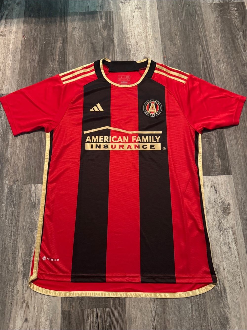 adidas 2024 Red & Black Atlanta United Home Jersey with Gold Trim